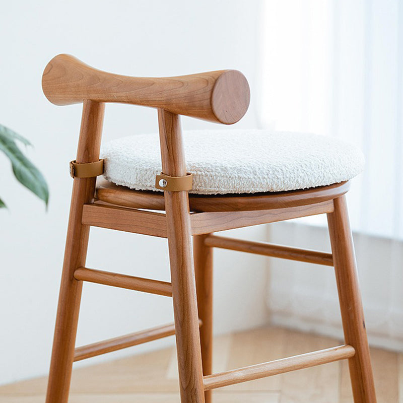 Tabouret de coiffeuse rond en bois et laine d&