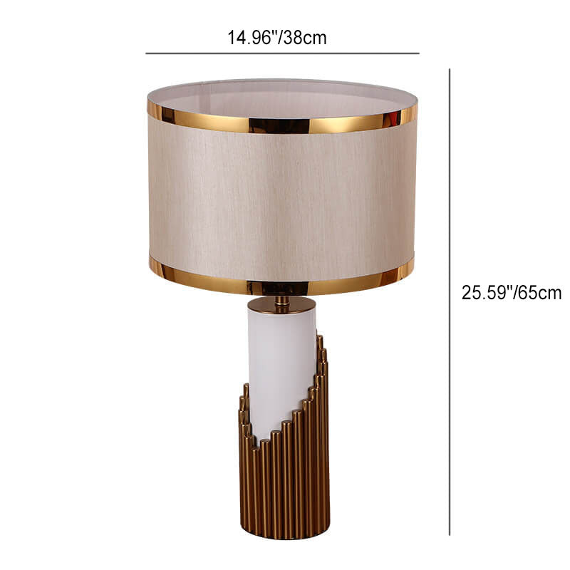 Modern Creative Fabric Lampshade Metal Cylindrical Base 1-Light Table Lamp