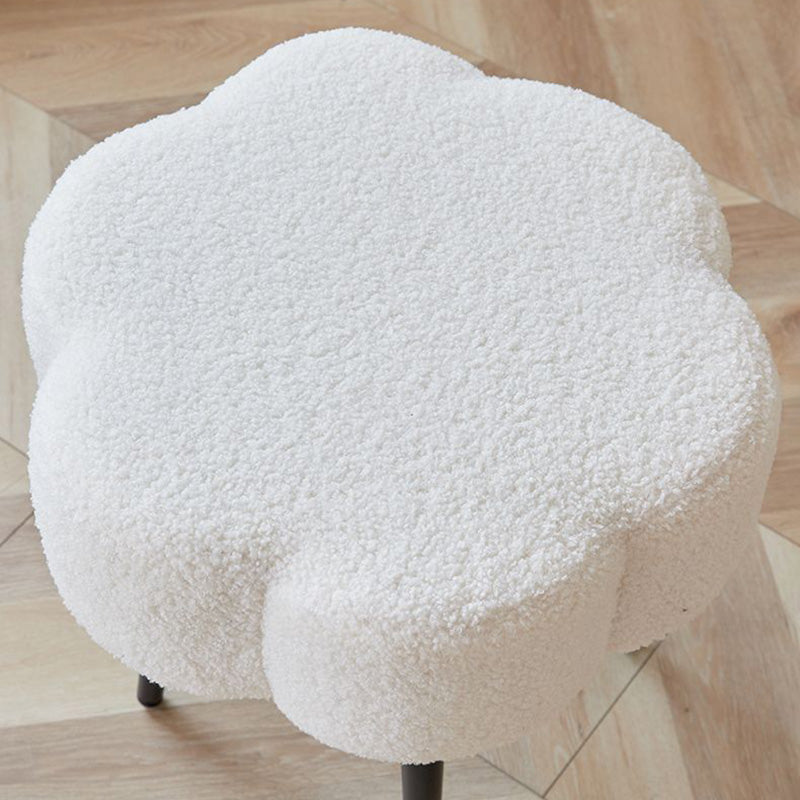 Modern Minimalist Cloud Lambswool Carbon Steel Vanity Stool For Bedroom