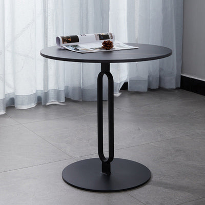 Modern Minimalist Round Marble Stainless Steel Coffee Table Three Legs For Living Room