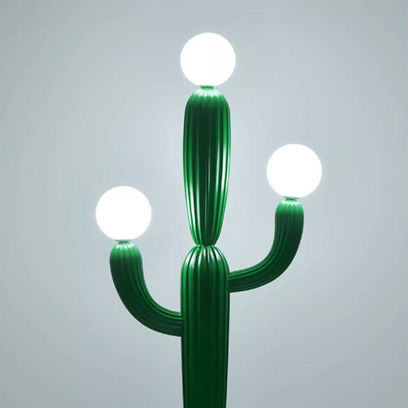 Contemporary Creative Cactus Resin Glass 3-Light Standing Floor Lamp For Living Room