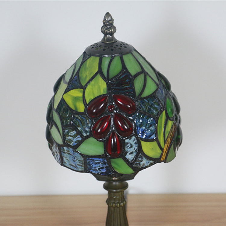 Traditional Tiffany Grape Fruit Stained Glass 1-Light Table Lamp For Bedroom