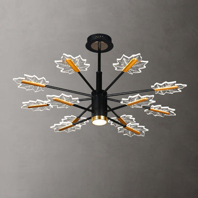 Modern Minimalist Branch Maple Leaf Iron Acrylic LED Chandelier For Living Room