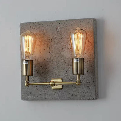 Contemporary Scandinavian Square Iron Cement Plaster 2-Light Wall Sconce Lamp For Living Room