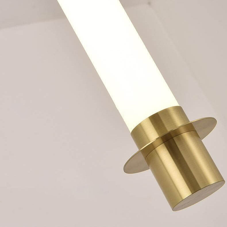 Minimalist Light Luxury Gold Cylindrical Aluminum Acrylic LED Pendant Light