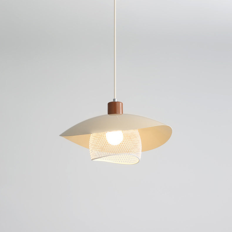 Modern Minimalist Cream Round Pod Iron 1-Light Pendant Light For Living Room