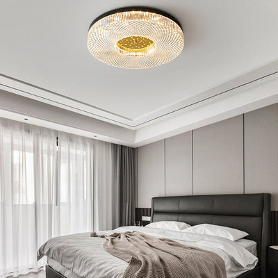 Modern Minimalist Round Copper Acrylic LED Flush Mount Ceiling Light For Bedroom