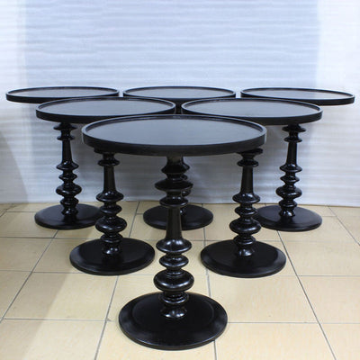 Modern Simplicity Round Tray Top Ash Wood Column Base End Table For Living Room