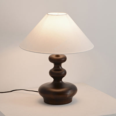 Contemporary Retro Wood Fabric 1-Light Table Lamp For Bedroom