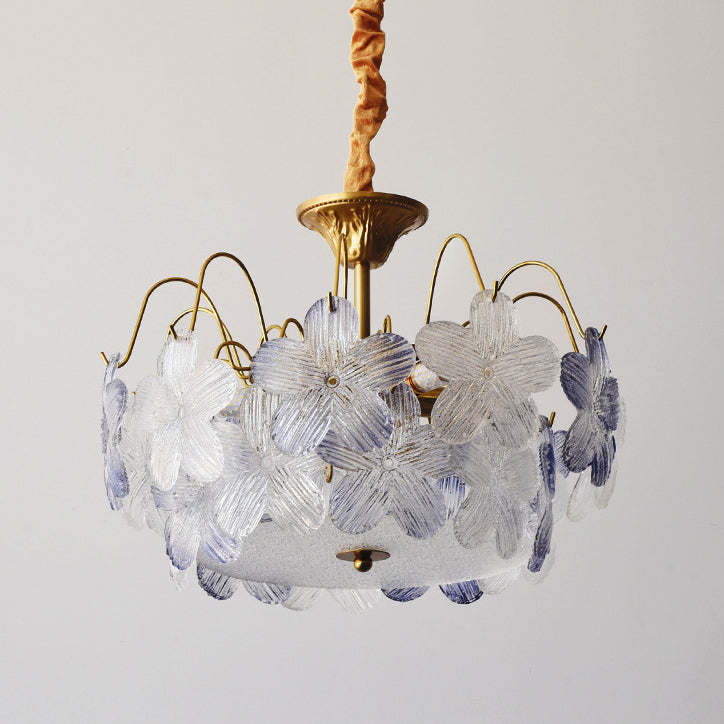 Traditional French Flower Iron Glass 5/6 Light Chandelier For Bedroom