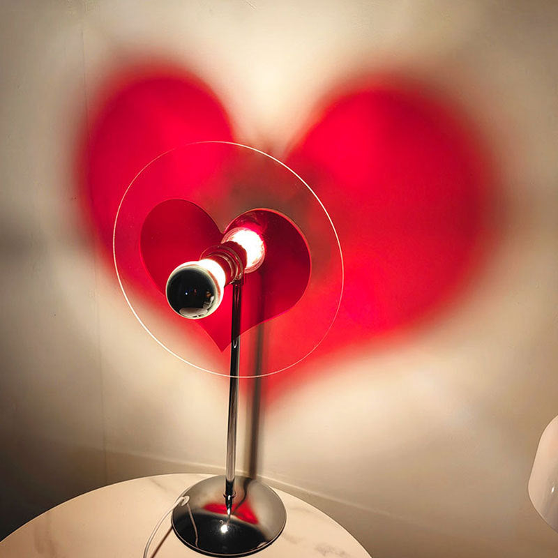 Modern Creative Heart Round Metal Acrylic 1-Light Table Lamp For Bedroom