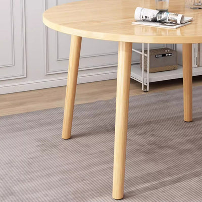 Modern Minimalist Round Faux Slab Wood Dining Table For 4 Seats