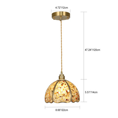 Modern Art Deco Half Round Ball Copper Crystal 1-Light Pendant Light For Dining Room