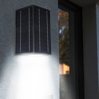 Contemporary Industrial Waterproof Solar Square Aluminum LED Outdoor Wall Sconce Lamp For Garden