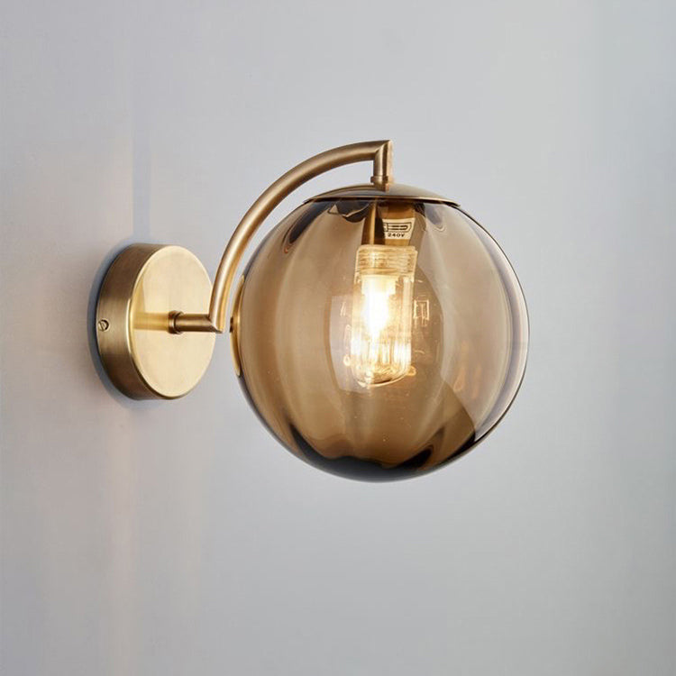 Contemporary Scandinavian Round Ball Iron Glass 1-Light Wall Sconce Lamp For Living Room