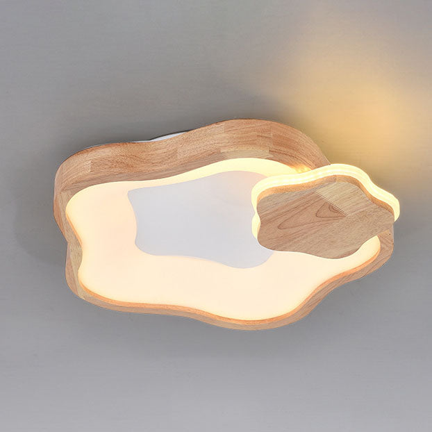 Contemporary Scandinavian Log Ring Acrylic LED Flush Mount Ceiling Light For Bedroom