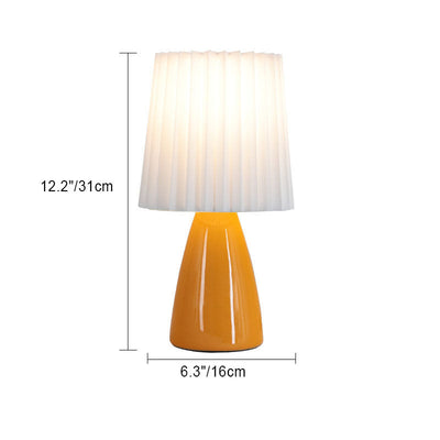 Contemporary Simplicity Fabric Pleated Ceramic Base 1-Light Table Lamp For Living Room