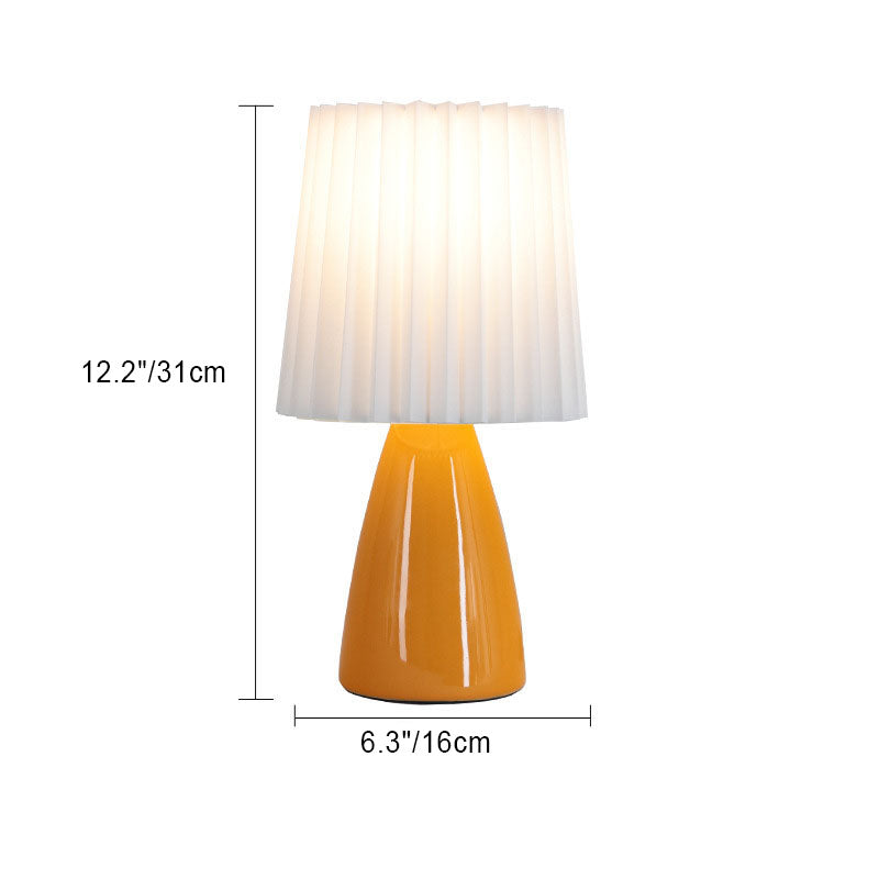 Contemporary Simplicity Fabric Pleated Ceramic Base 1-Light Table Lamp For Living Room