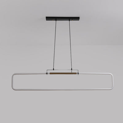 Modern Minimalist Iron Acrylic Rectangular Strip LED Island Light Chandeliers For Dining Room