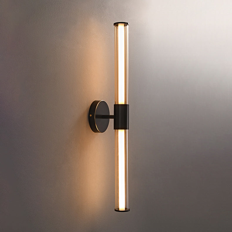 Modern Minimalist Cylindrical Copper Glass LED Wall Sconce Lamp For Living Room