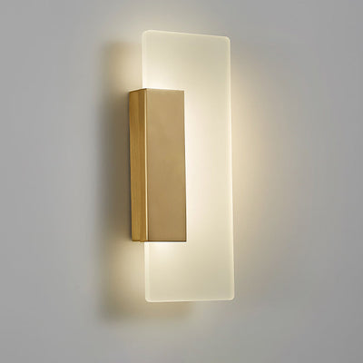 Contemporary Luxury Full Copper Rectangular Acrylic LED Wall Sconce Lamp For Bedroom