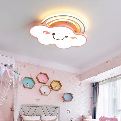 Contemporary Creative Rainbow Iron PVC LED Flush Mount Ceiling Light For Bedroom