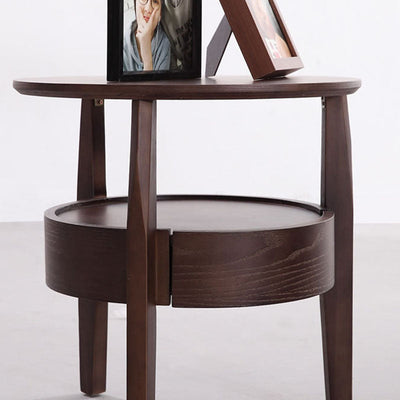 Modern Minimalist Round Wood Coffee Table Double For Living Room