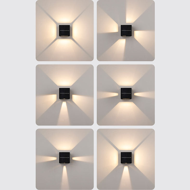 Modern Minimalist Solar Square Striped Aluminum LED Wall Sconce Lamp For Garden