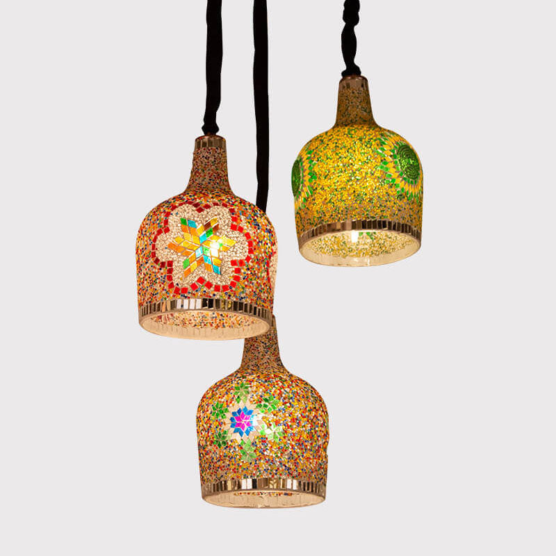 Modern Creative Stained Glass Bottle 1-Light Pendant Light