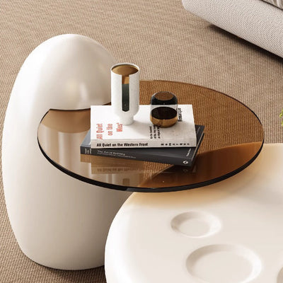 Modern Minimalist Cat's Paw Halogen Egg Metal Glass Coffee Table For Living Room