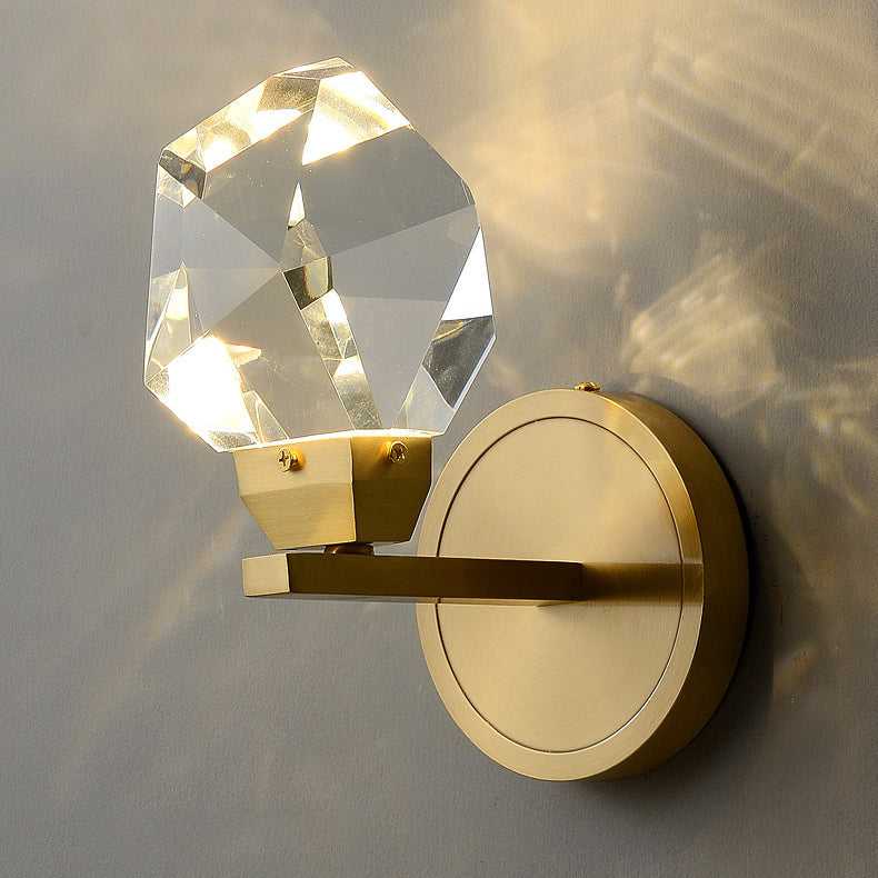 Contemporary Luxury Crystal Diamond Brass LED Wall Sconce Lamp For Hallway