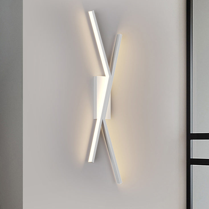 Modern Minimalist Iron Aluminum Silica Cubic Line LED Wall Sconce Lamp For Bedroom