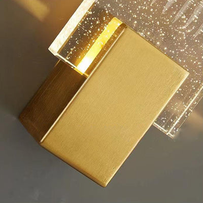 Modern Minimalist Square Copper Crystal LED Wall Sconce Lamp For Living Room