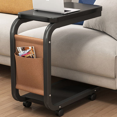 Modern Minimalist Square Tabletop Density Board Metal Side Table 1-Storage For Living Room