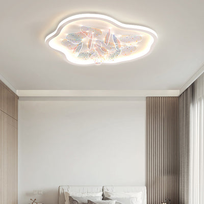 Contemporary Creative Iron Acrylic Round Cloud Star Piece LED Flush Mount Ceiling Light For Living Room