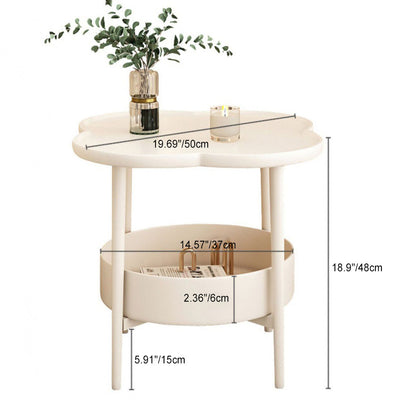 Modern Simplicity Four-Leaf Clover Round PP End Table 2-Tier For Living Room