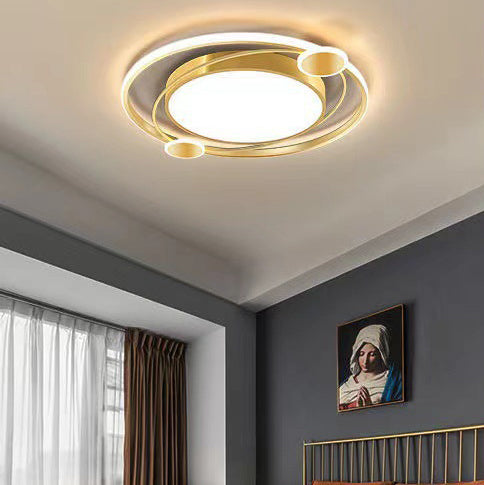 Modern Simplicity Round Iron Acrylic LED Flush Mount Ceiling Light For Bedroom