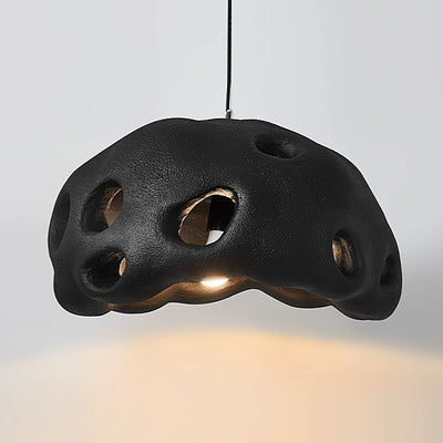 Traditional Japanese Hollow Resin Round 1-Light Pendant Light For Living Room