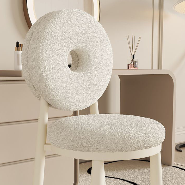 Contemporary Nordic Lambswool Carbon Steel Sponge Round Dining Chair Backrest For Dining Room