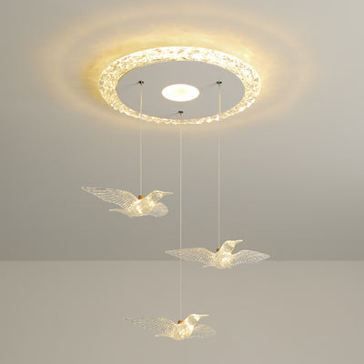 Modern Luxury Three Bird Iron Acrylic LED Chandelier For Bedroom