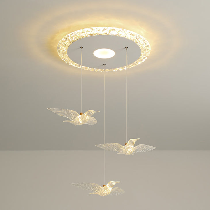 Modern Luxury Three Bird Iron Acrylic LED Chandelier For Bedroom