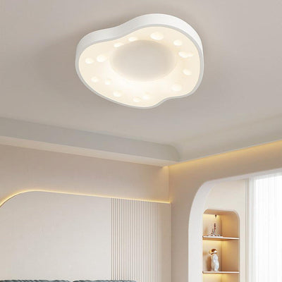 Modern Minimalist Cheese Cream Acrylic Iron LED Flush Mount Ceiling Light For Bedroom