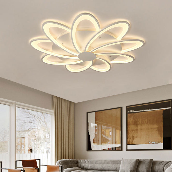 Contemporary Creative Petal Hardware Acrylic LED Semi-Flush Mount Ceiling Light For Living Room