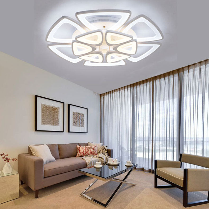 Contemporary Creative Combination Triangle Hardware Acrylic LED Flush Mount Ceiling Light For Living Room