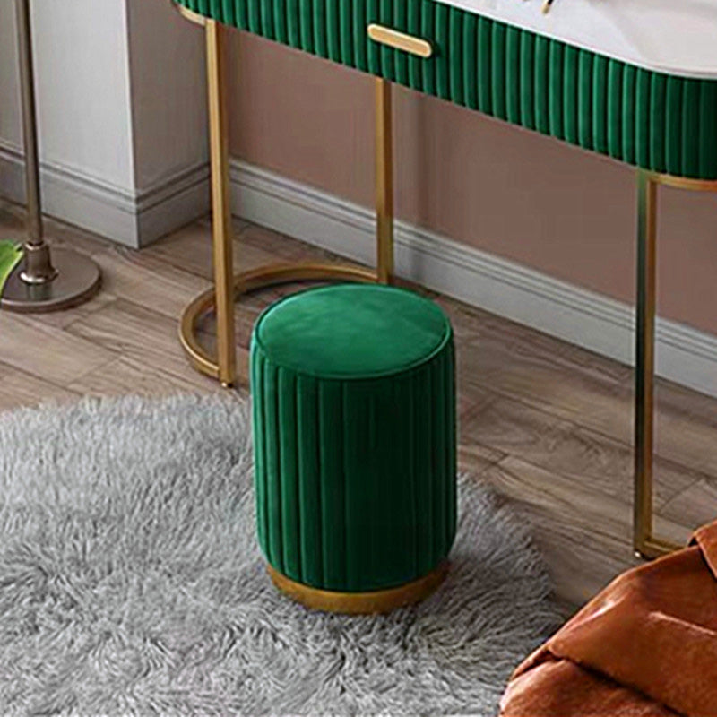 Modern Minimalist Round Velvet Top Metal Base Vanity Stool For Bedroom