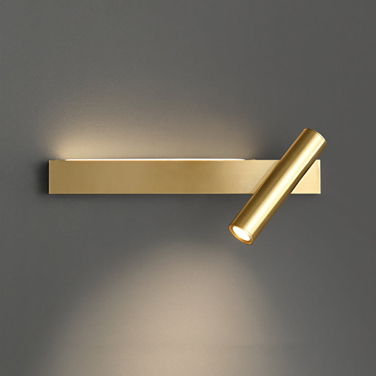 Modern Luxury Rectangle Cylinder Full Copper LED Wall Sconce Lamp For Bedroom