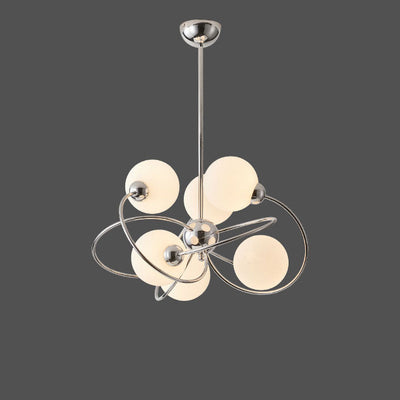 Contemporary Scandinavian Round Orb Iron Glass 6-Light Chandelier For Living Room