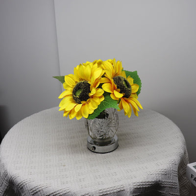 Modern Creative Sunflower Glass Vase LED USB Table Lamp