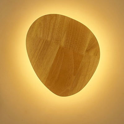 Modern Minimalist Round Irregular Oval Wood LED Wall Sconce Lamp For Living Room