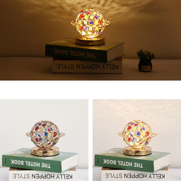 Modern Luxury Crystal Ball Hardware LED Decorative Table Lamp